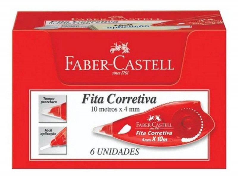 CORRETIVO FITA 4MMX10M FABER-CASTELL - REF. 7072 - CAIXA COM 6 UNIDADES