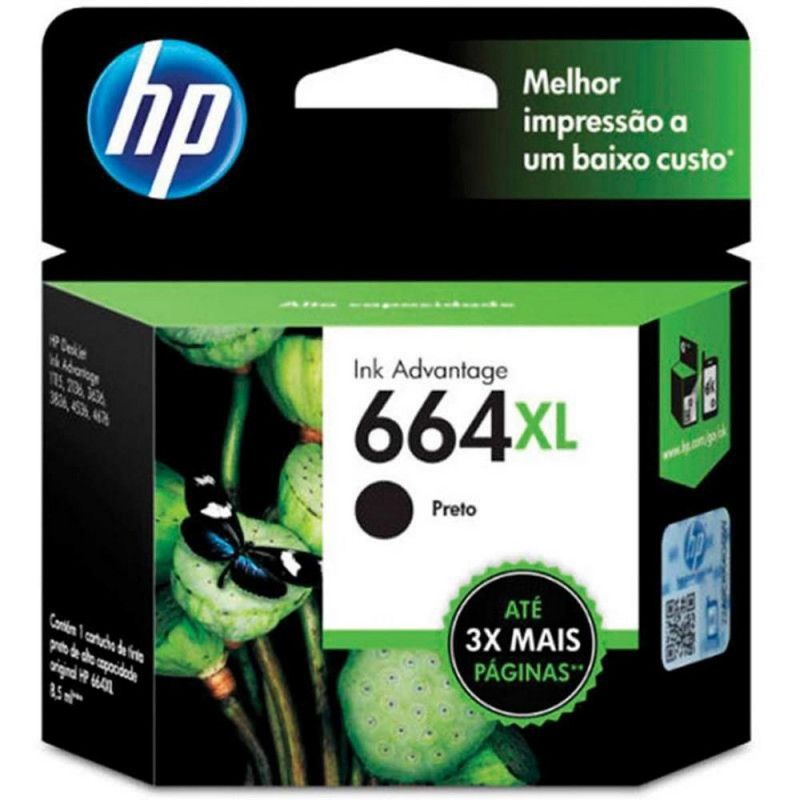 CARTUCHO HP 664XL 8.5ML BLACK - REF. 664XL - 1 UNIDADE