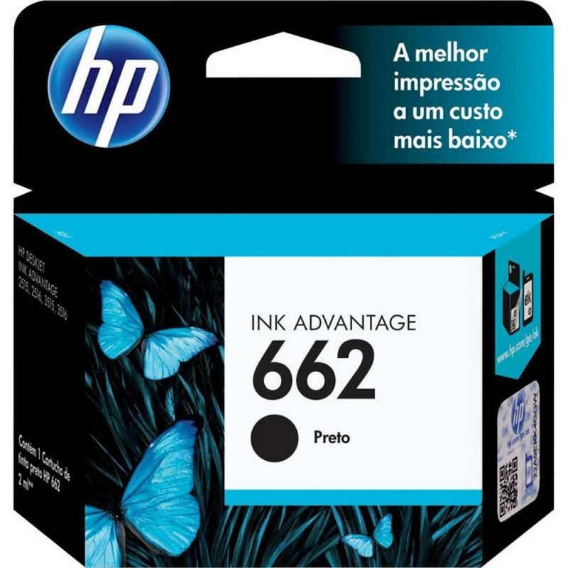 CARTUCHO HP 662 2ML BLACK - REF. 662 - 1 UNIDADE