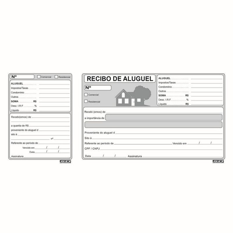 BLOCO RECIBO DE ALUGUEL COM CANHOTO 50 FOLHAS SAO DOMINGOS - REF. 6340 - PACOTE COM 20 UNIDADES