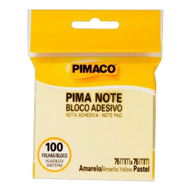 BLOCO ADESIVO DE ANOTACAO 76X76MM 100 FOLHAS PASTEL PIMACO - REF. 970820 AMARELO - 1 UNIDADE